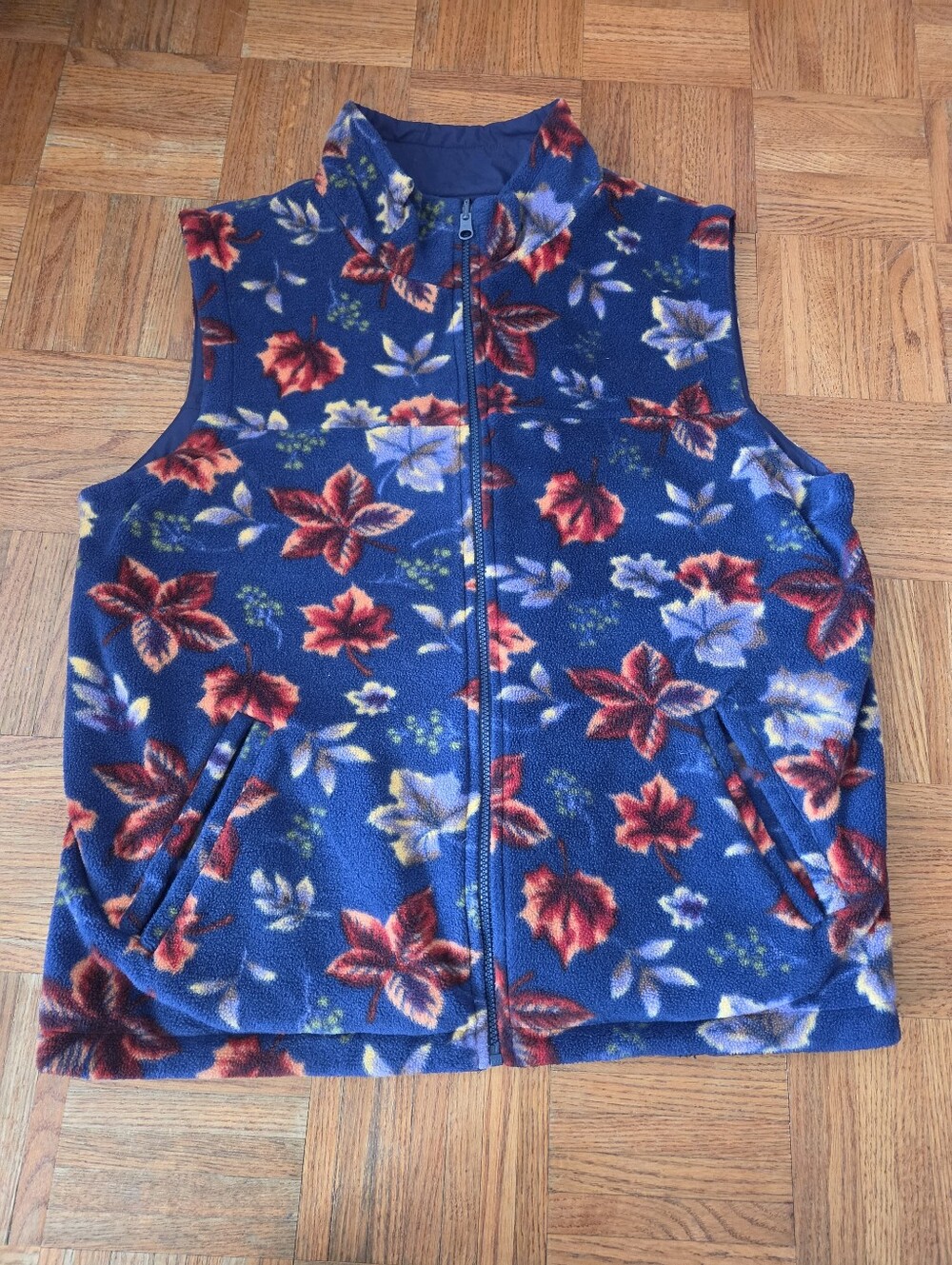 Northern Reflectiond Reversable Blue Floral Fleece Vest
